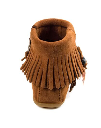 Boots en Velours de Cuir Concho Feather marron